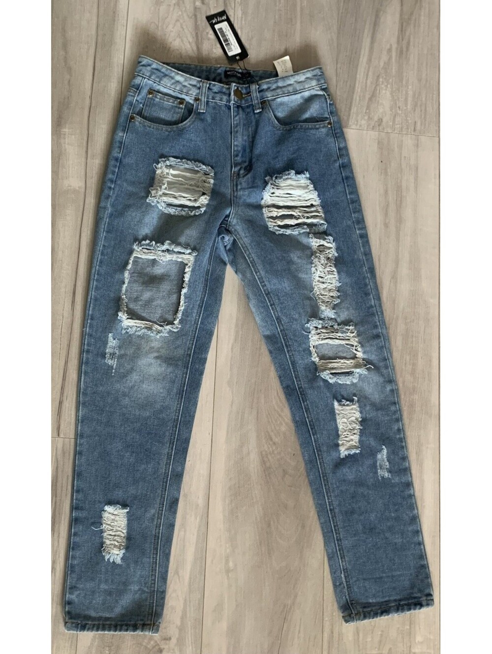 Nasty Gal Distressed Jeans UK 8 US 4 Denim Jeans Blue Nwt